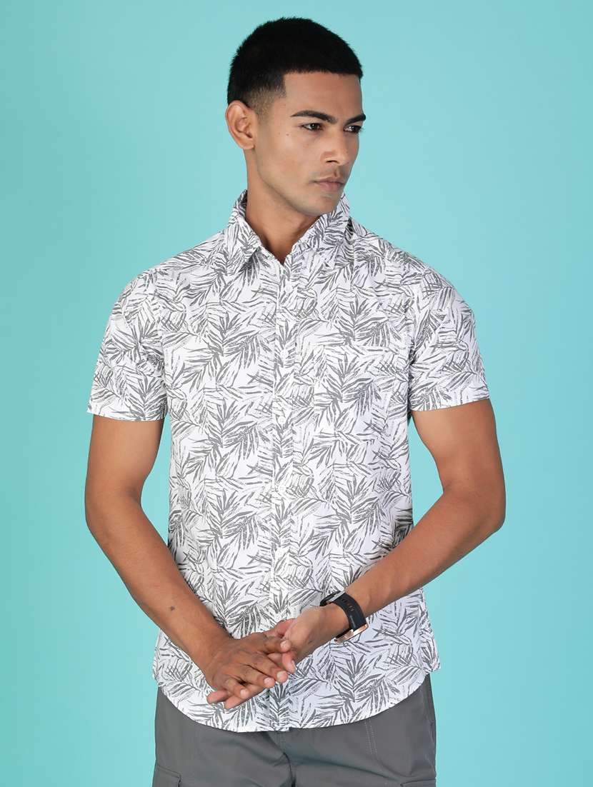 men printed short sleeve regular fit casual shirt - 21958749 -  Standard Image - 2