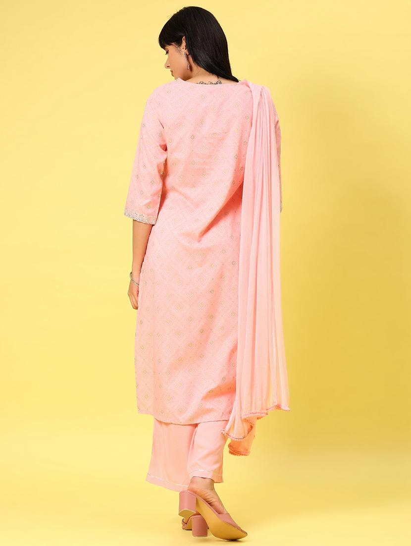 women three quarter sleeve kurta pant with dupatta set - 21959184 - Standard Image - 2