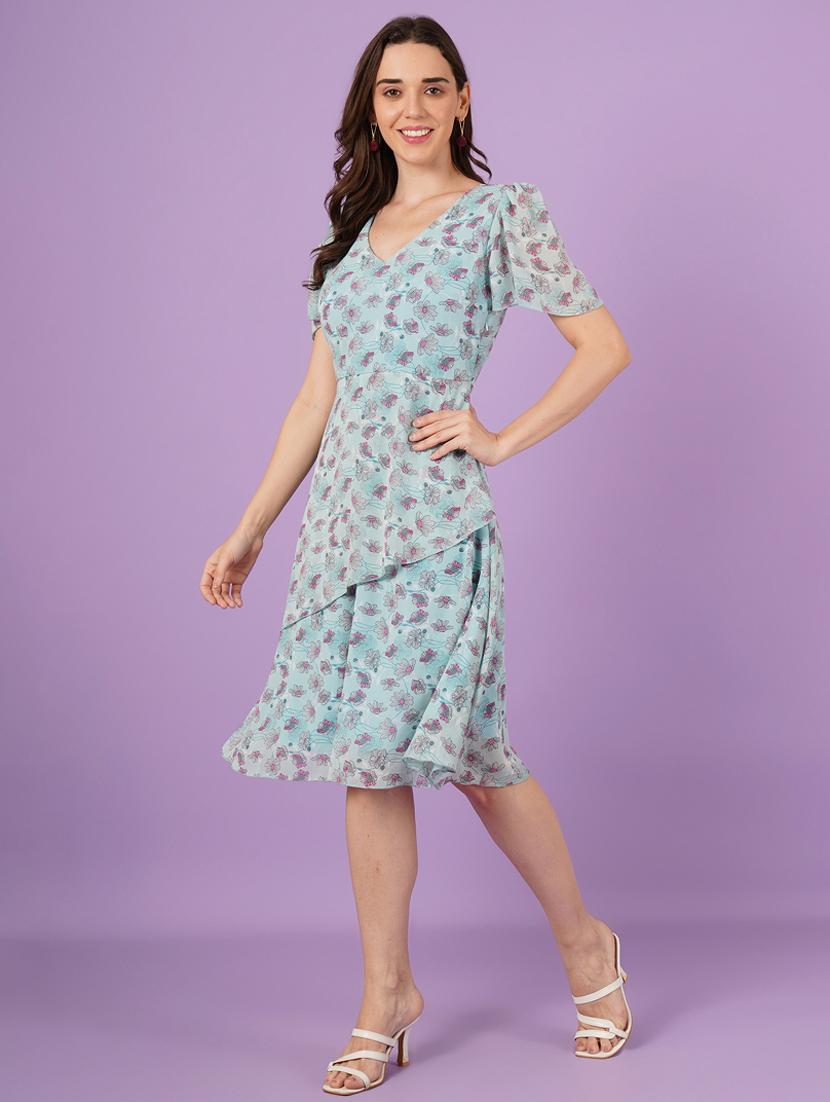 women floral print puff sleeve a-line dress - 21959251 - Standard Image - 2