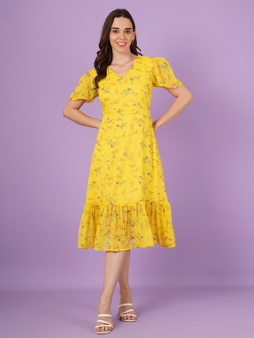 women floral print puff sleeve tiered dress - 21959256 - Standard Image - 2