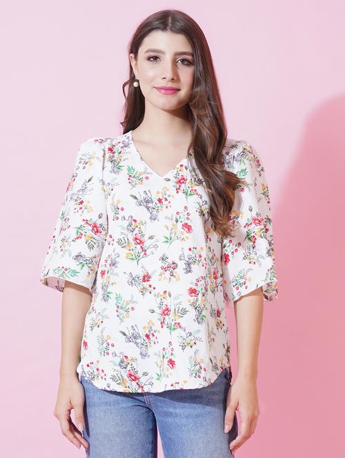 women floral print puff sleeve regular top - 21959260 -  Standard Image - 0