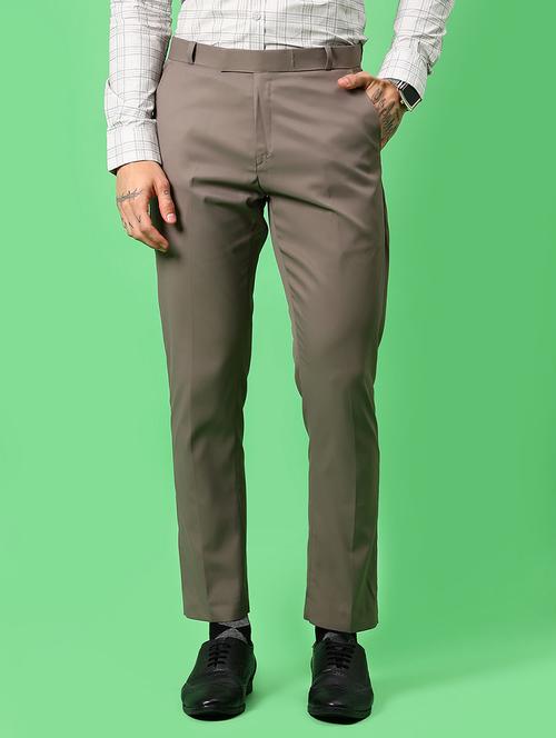 men solid mid rise regular fit formal trouser - 21959337 - Standard Image - 0