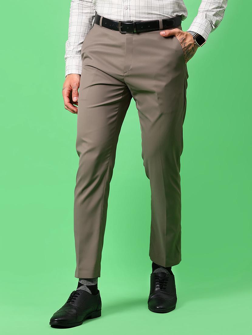 men solid mid rise regular fit formal trouser - 21959337 - Standard Image - 2