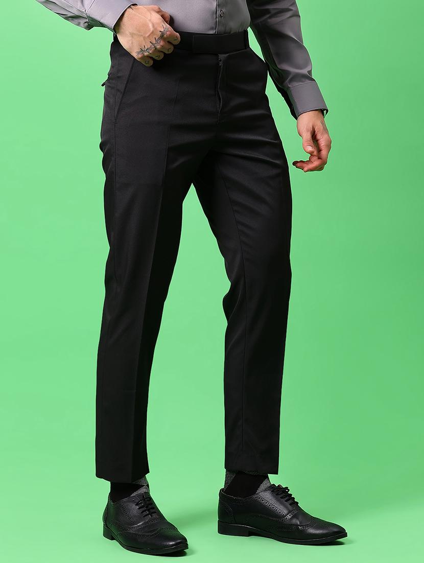 men solid mid rise regular fit formal trouser - 21959338 - Standard Image - 2