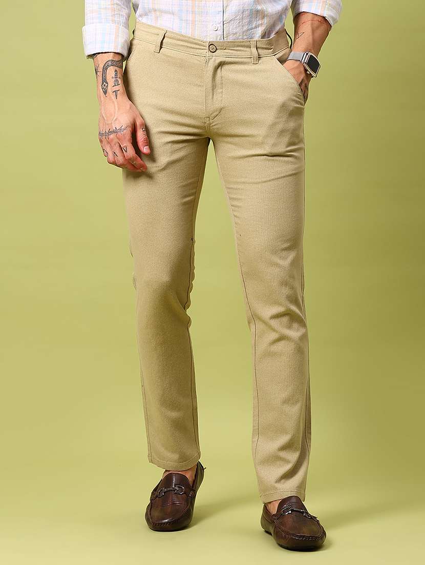 men solid mid rise flat front casual chinos  - 21959340 -  Standard Image - 2