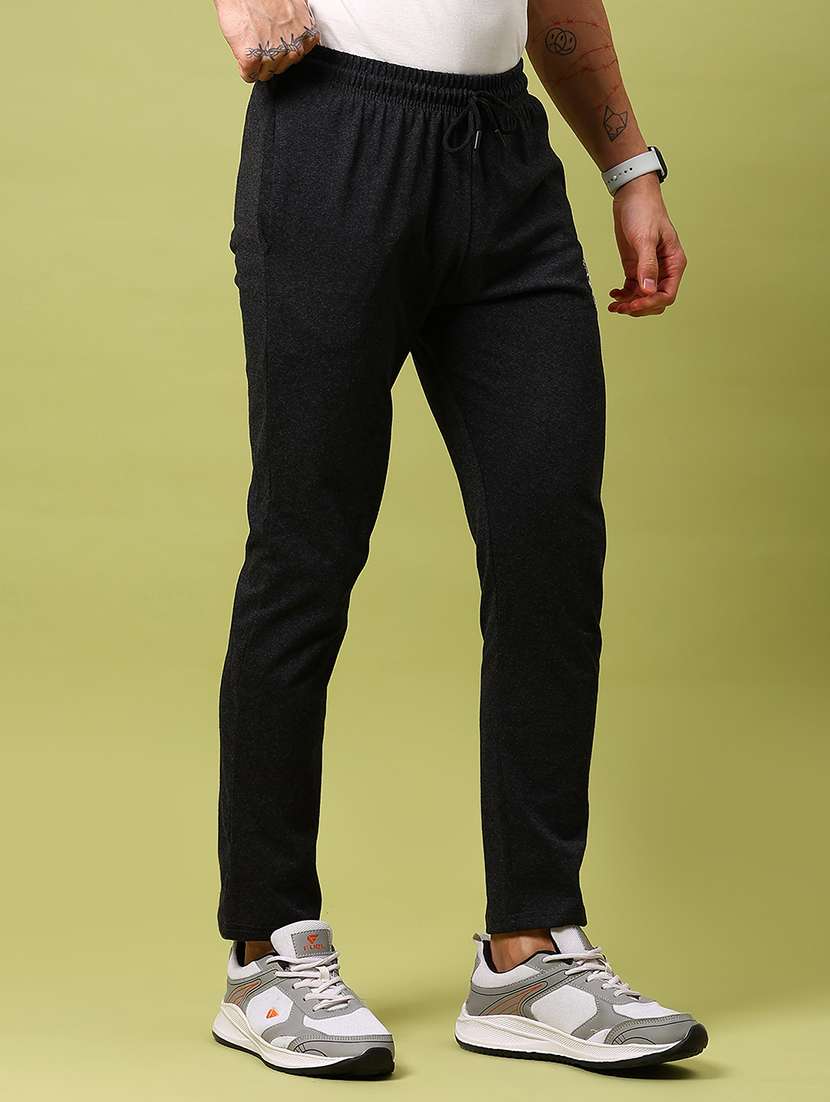 men solid mid rise full length track pant - 21959346 -  Standard Image - 2