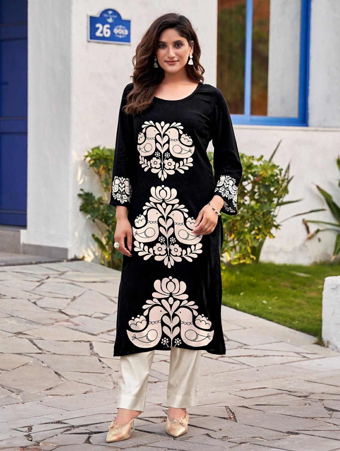 women printed long sleeve straight kurta - 21959407 - Zoom Image - 0