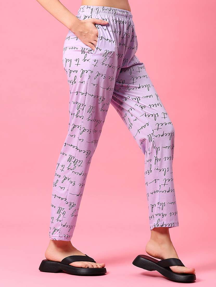 women lavender printed mid rise pajama - 21959427 -  Standard Image - 2