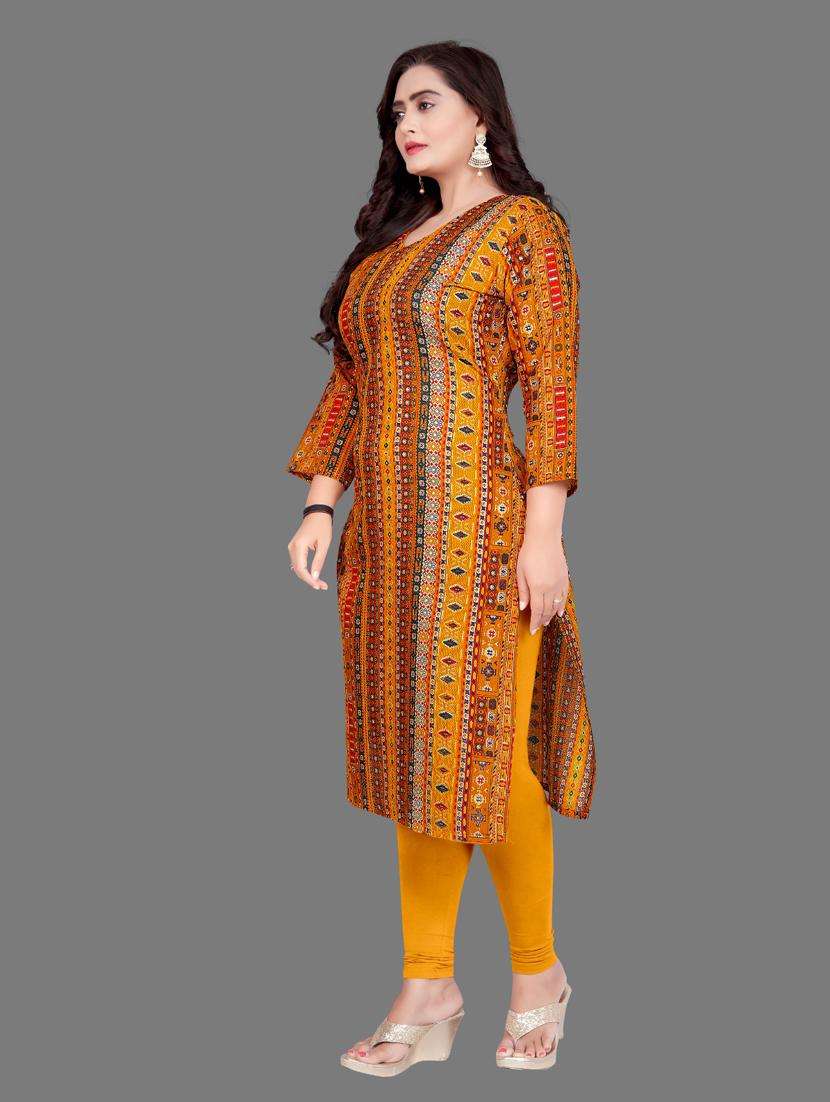 women printed three quarter sleeve straight kurta - 21959462 -  Standard Image - 2