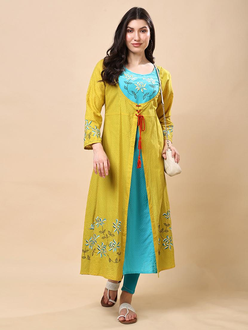 women self design long sleeve layered kurta - 21959464 - Zoom Image - 0