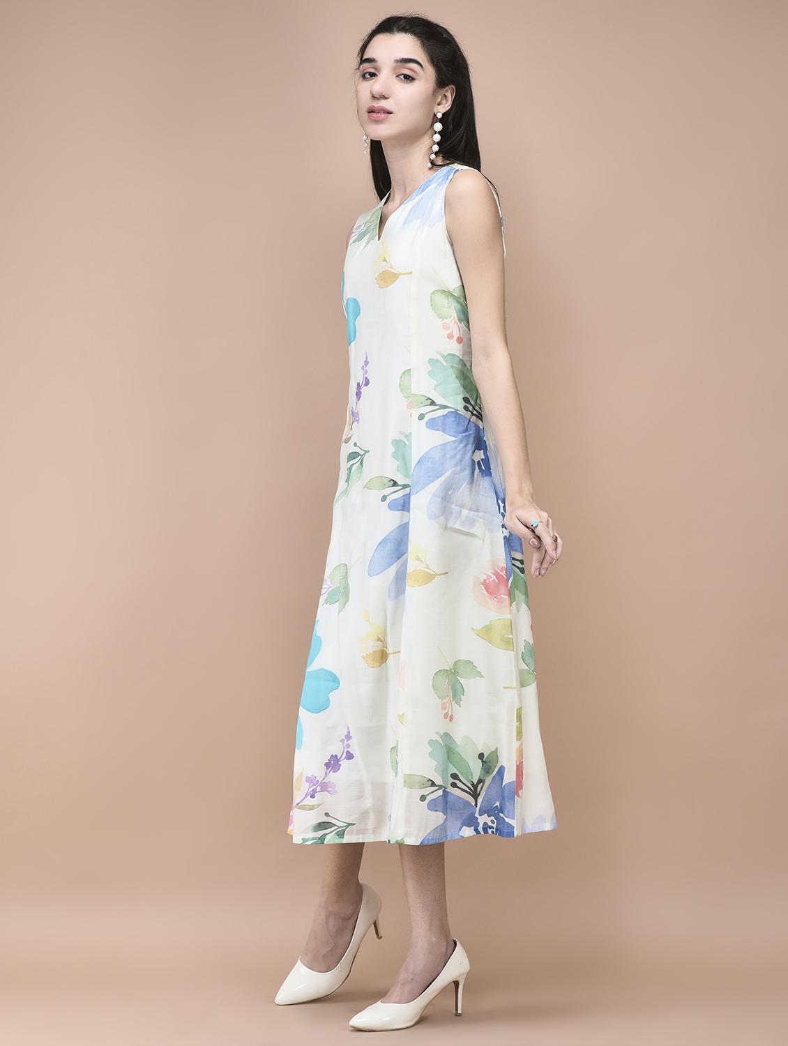 off white chanderi aline ethnic dress - 21959492 - Standard Image - 2