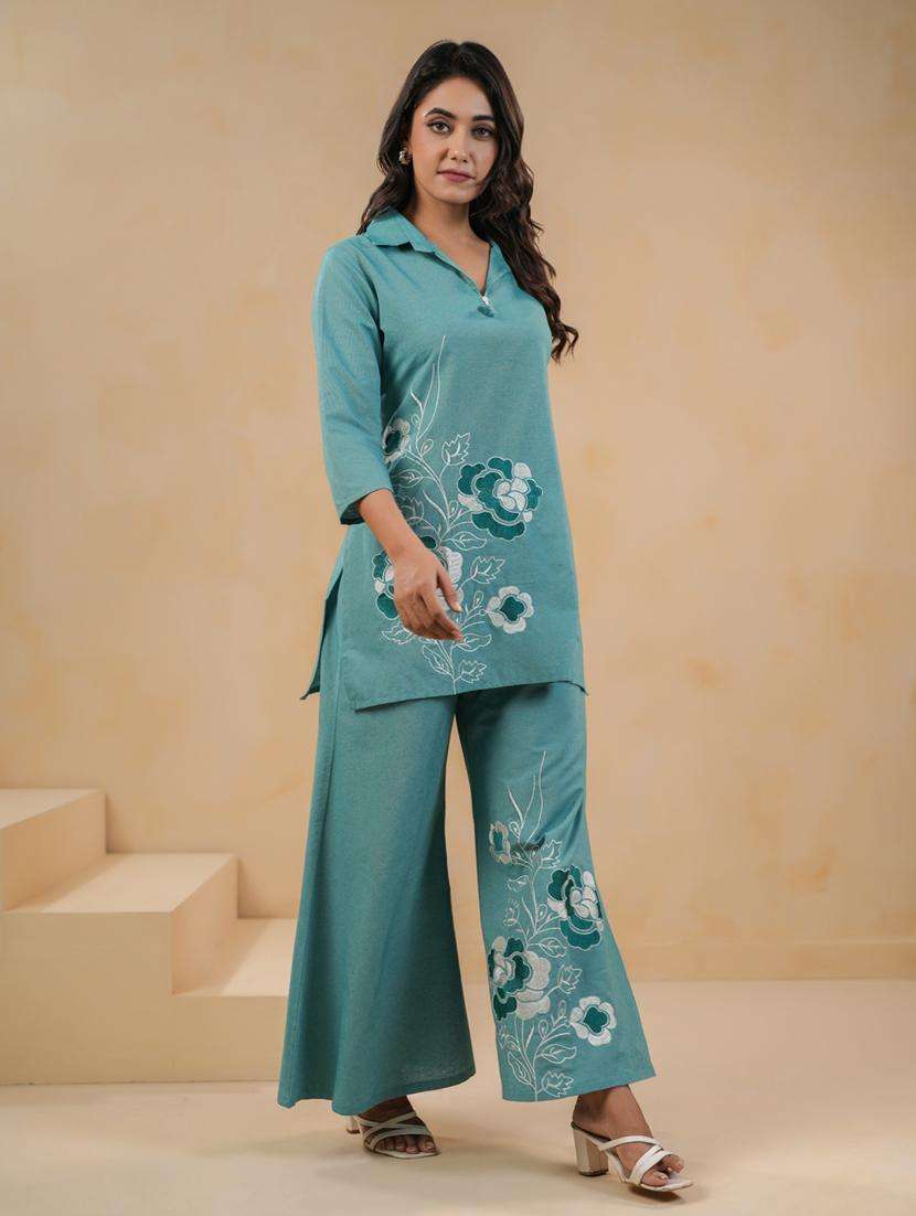 women three quarter sleeve ethnic co-ord set - 21959554 -  Standard Image - 2