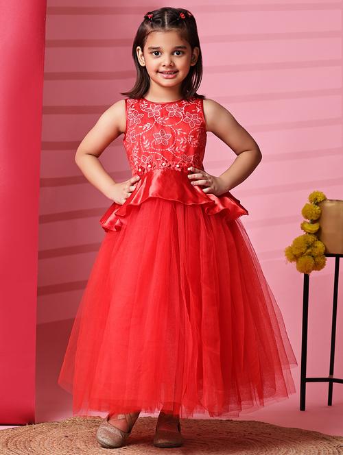 girls embroidered sleeveless fit & flare maxi dress - 21959578 - Standard Image - 0