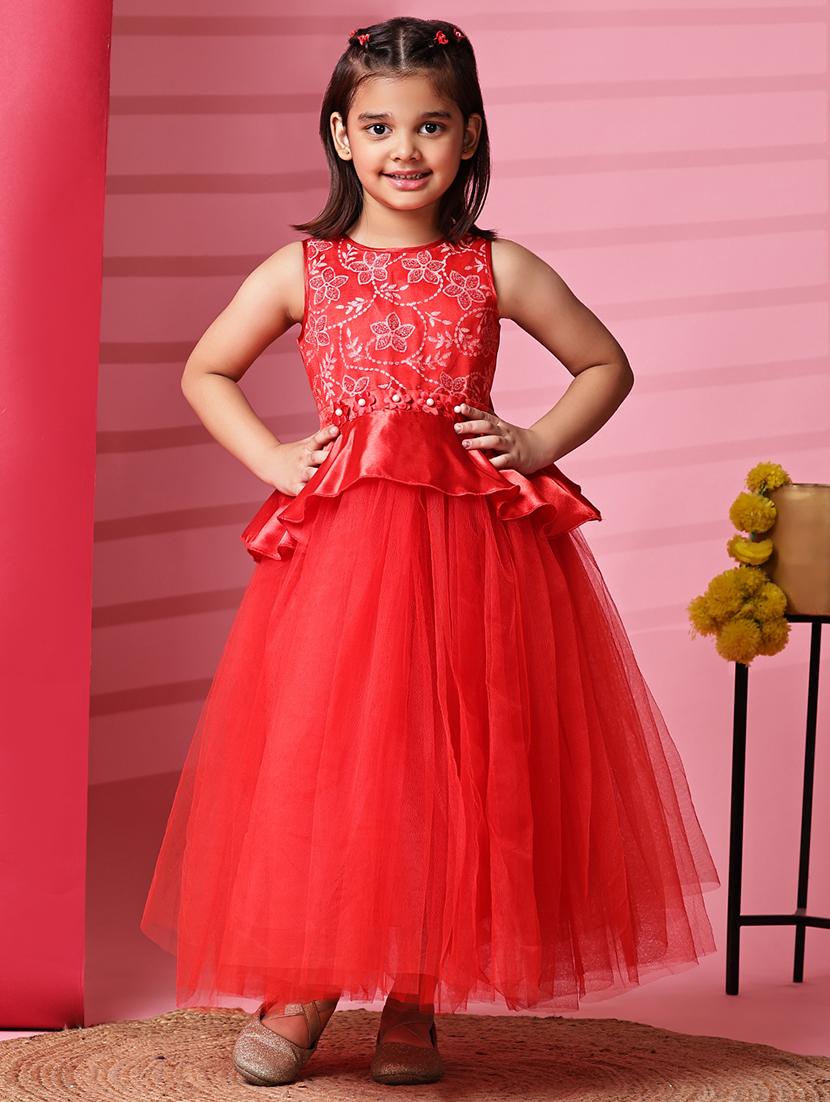 girls embroidered sleeveless fit & flare maxi dress - 21959578 - Zoom Image - 0