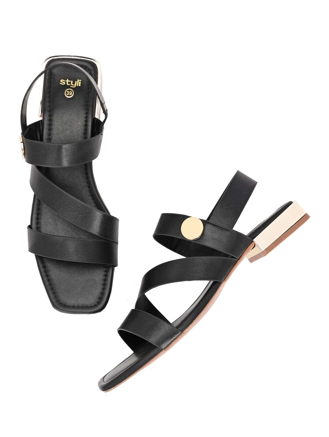 women black back strap sandal - 21959644 - Standard Image - 2