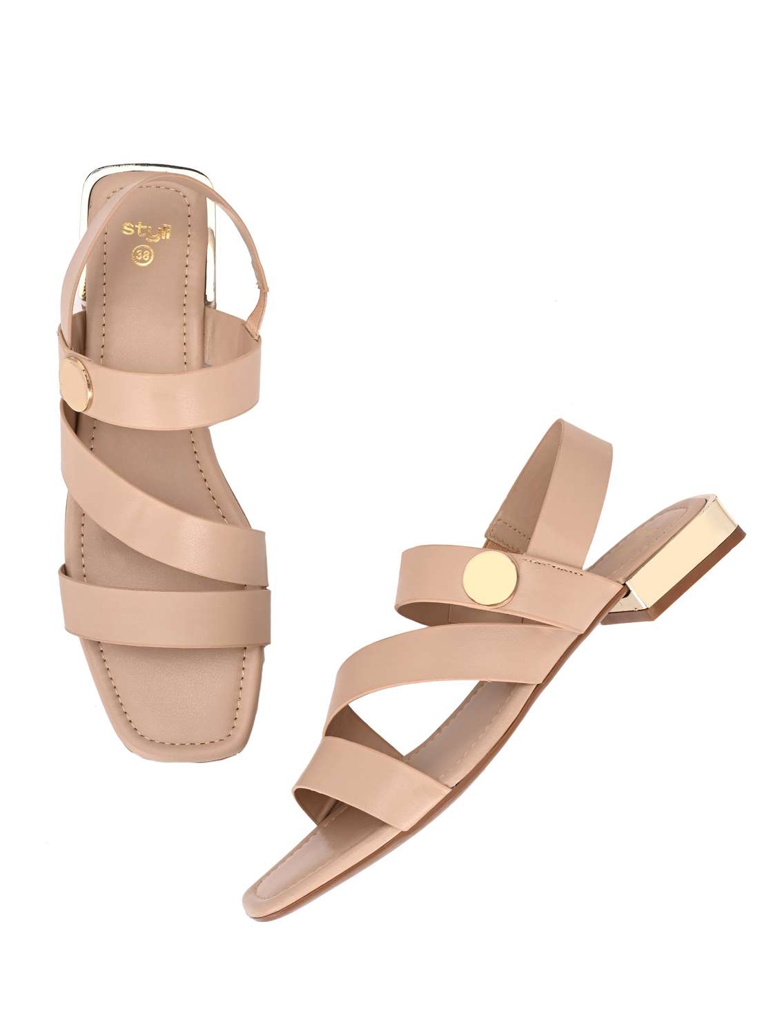women beige back strap sandal - 21959645 - Standard Image - 2