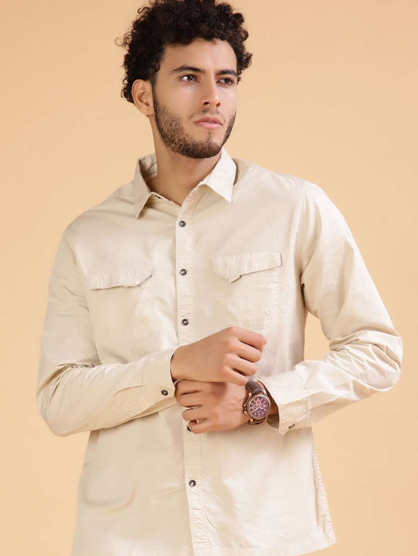 men solid long sleeve regular fit casual shirt