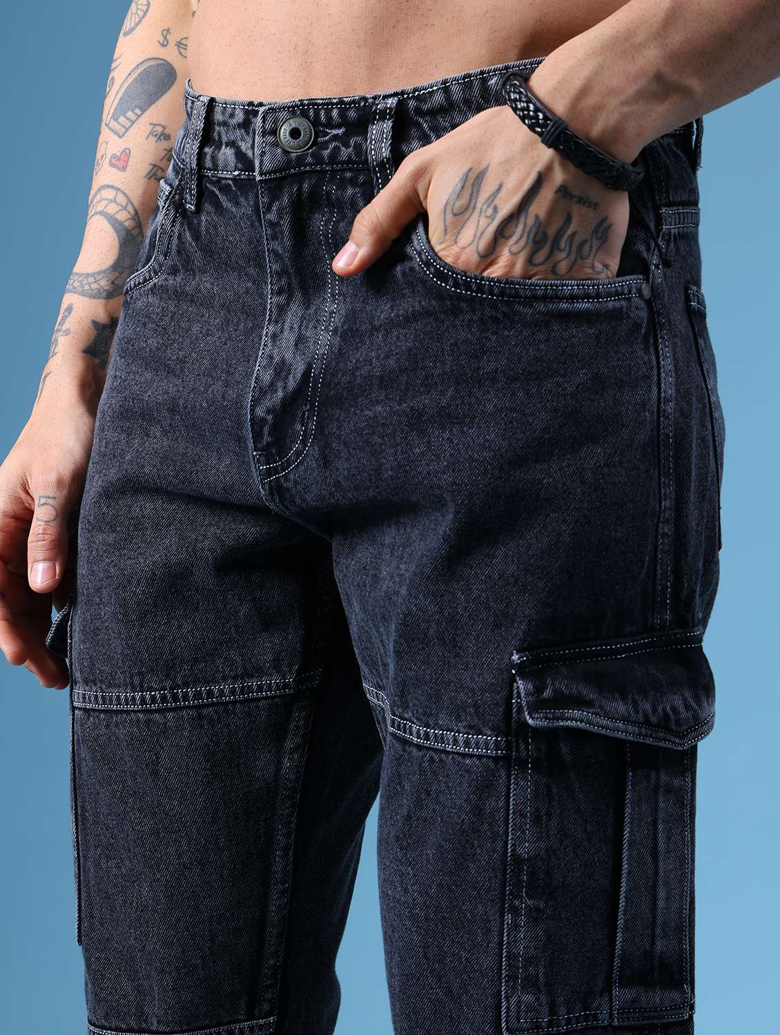 dark grey cotton polyester denim jeans - 21959775 - Standard Image - 2