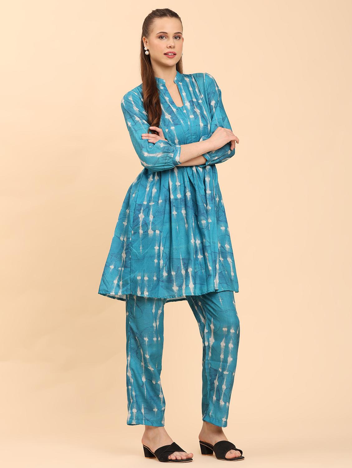 women tie & dye puff sleeve co-ord set - 21959826 - Standard Image - 2