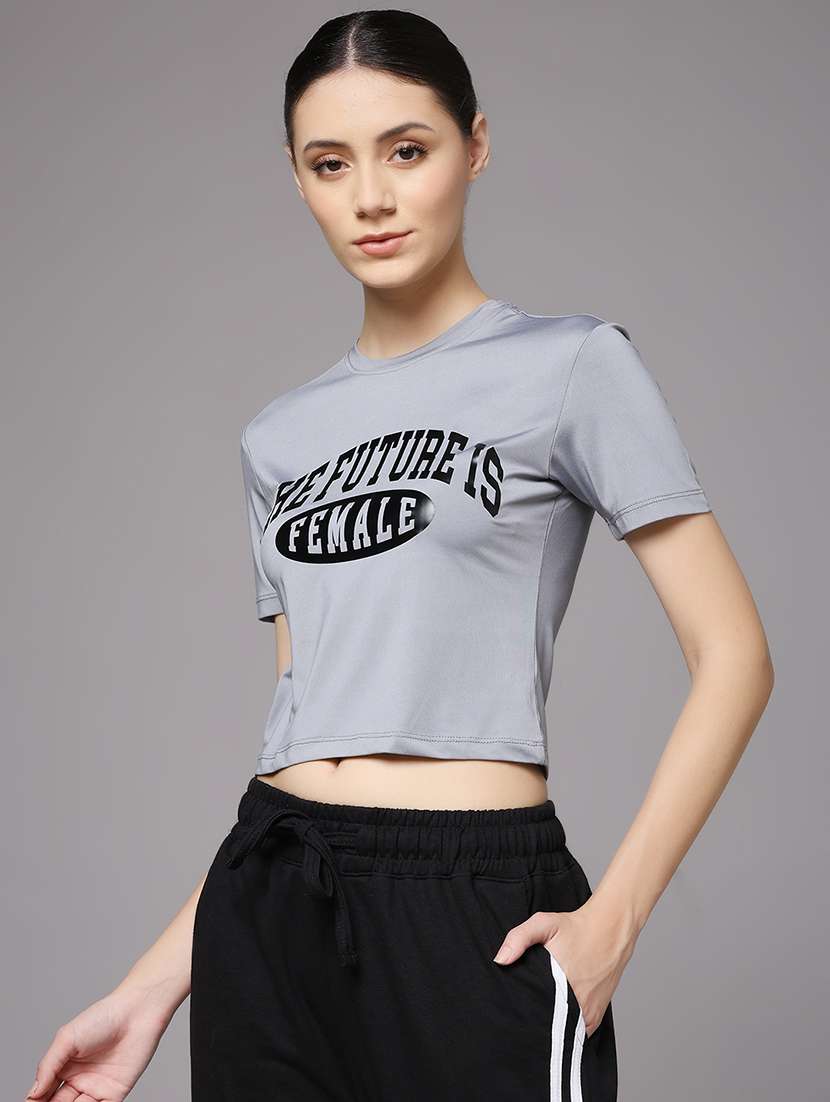 women printed dri-fit crop sports t-shirt - 21959880 -  Standard Image - 2