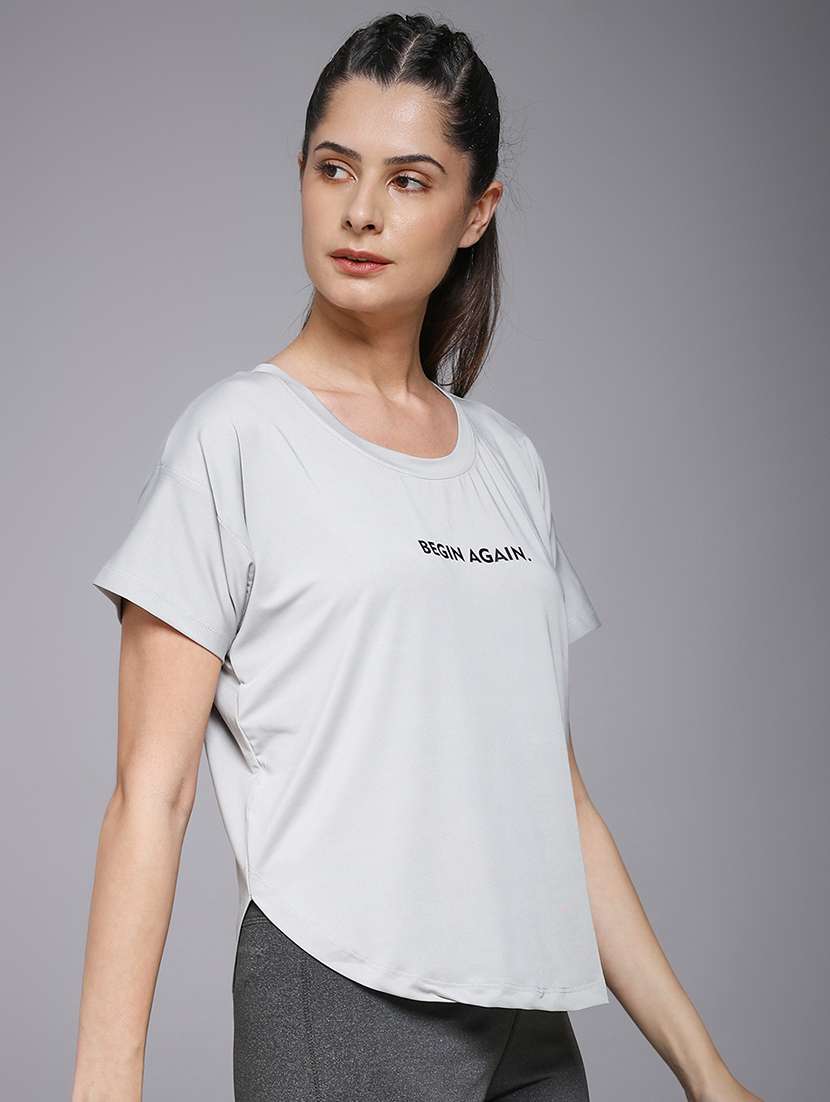 women typography prnted dri-fit sports t-shirt - 21959885 -  Standard Image - 2