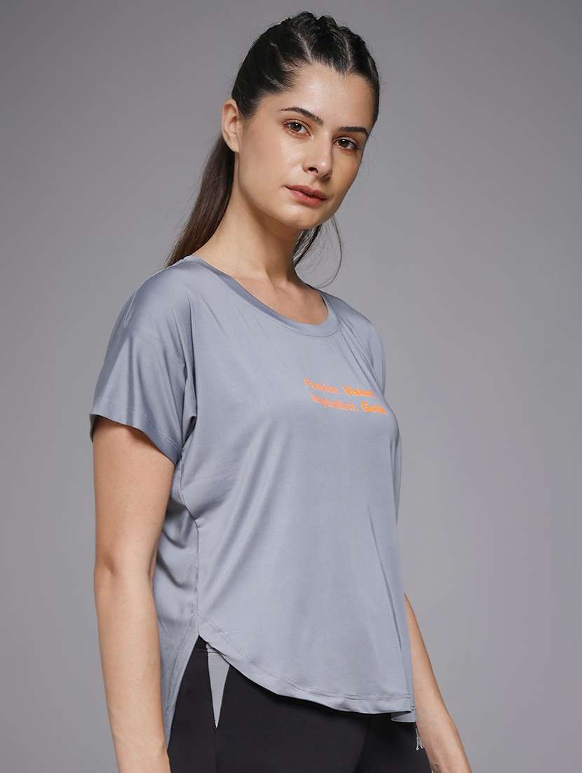 women typography prnted dri-fit sports t-shirt - 21959902 -  Standard Image - 2