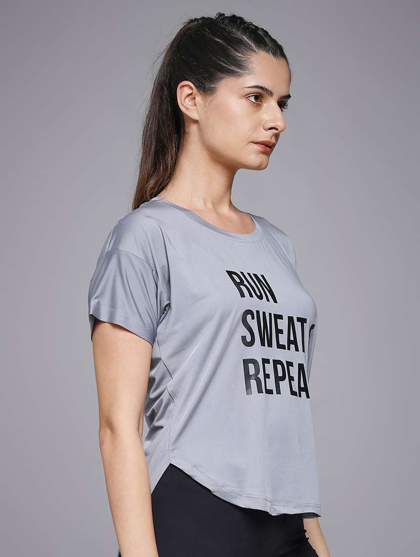 women typography prnted dri-fit sports t-shirt - 21959906 -  Standard Image - 2