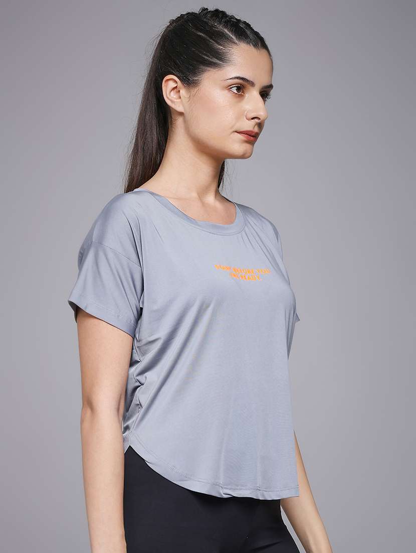 women typography prnted dri-fit sports t-shirt - 21959911 -  Standard Image - 2