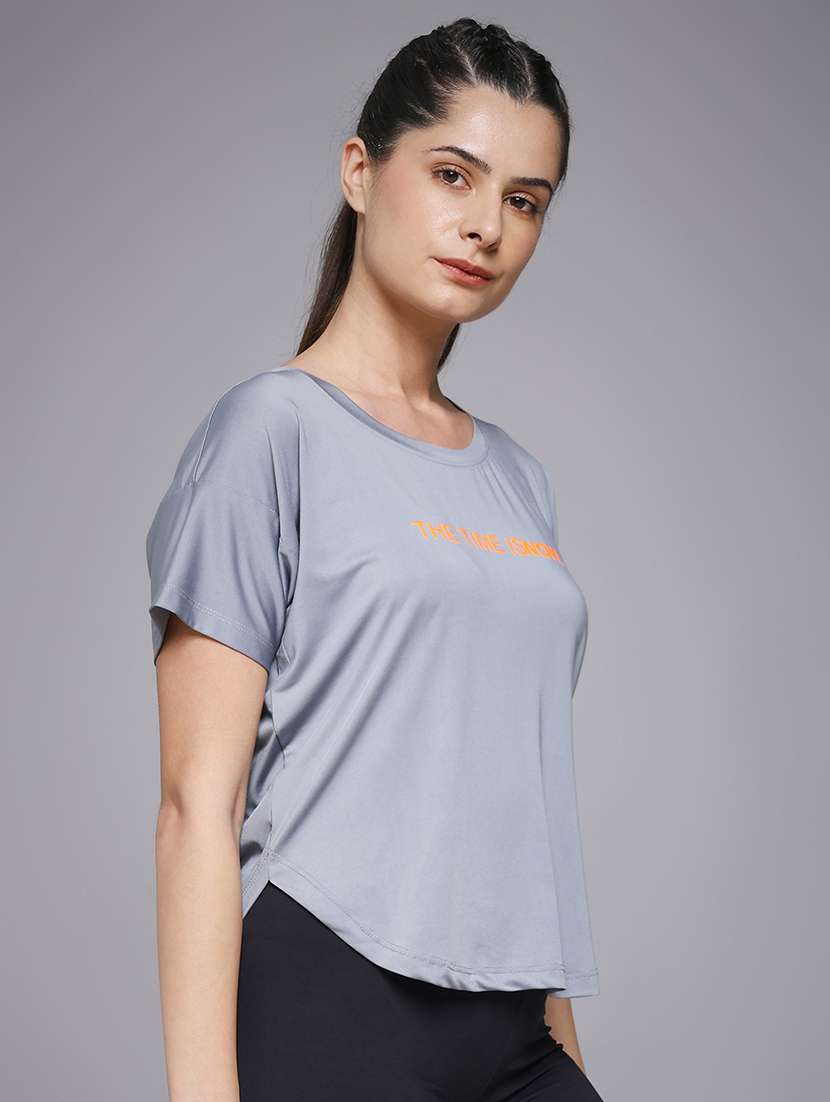 women typography prnted dri-fit sports t-shirt - 21959915 -  Standard Image - 2