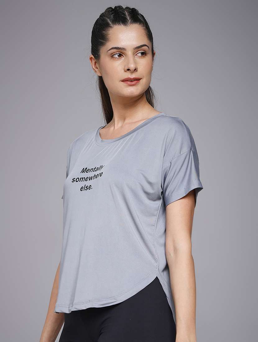 women typography prnted dri-fit sports t-shirt - 21959916 -  Standard Image - 2