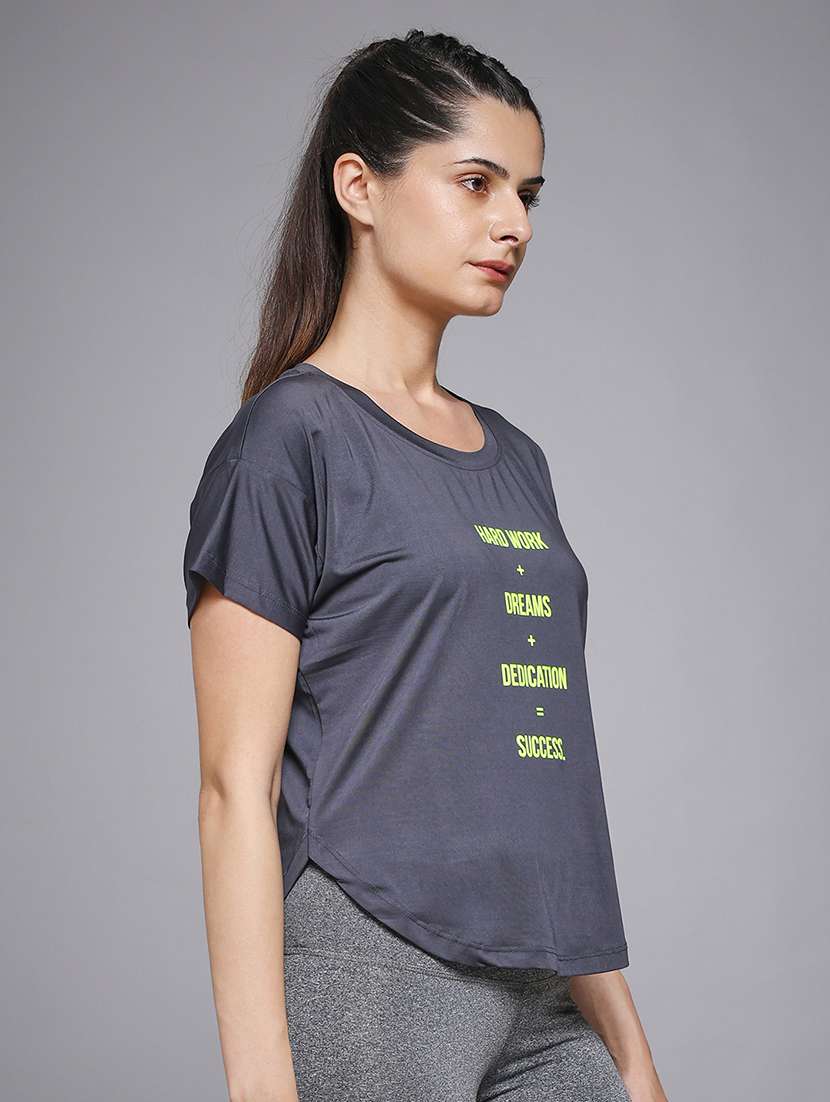 women typography prnted dri-fit sports t-shirt - 21959924 -  Standard Image - 2