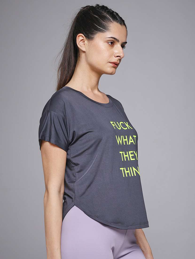 women typography prnted dri-fit sports t-shirt - 21959927 -  Standard Image - 2