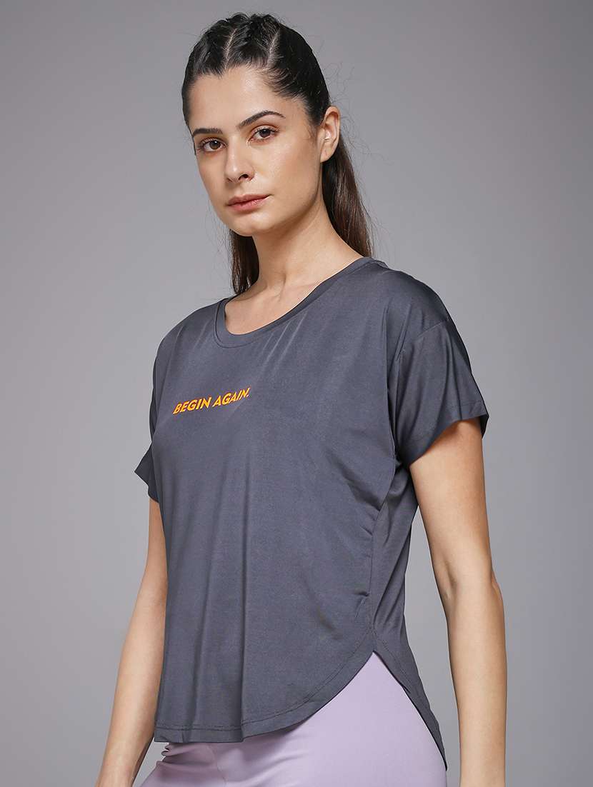 women typography prnted dri-fit sports t-shirt - 21959935 -  Standard Image - 2