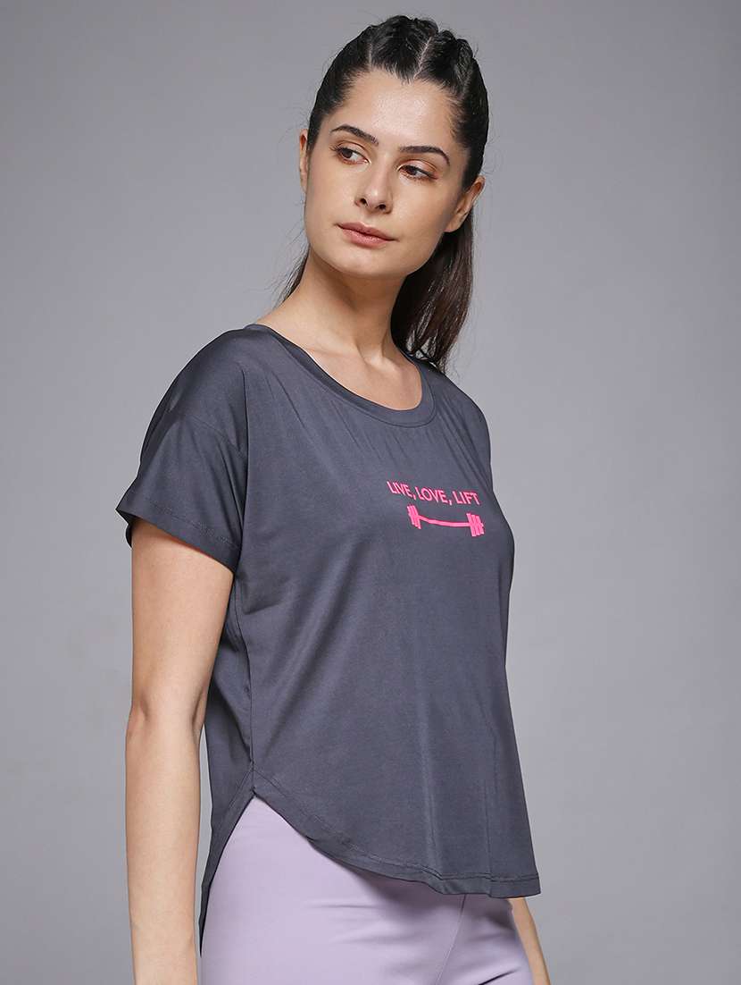 women typography prnted dri-fit sports t-shirt - 21959941 -  Standard Image - 2