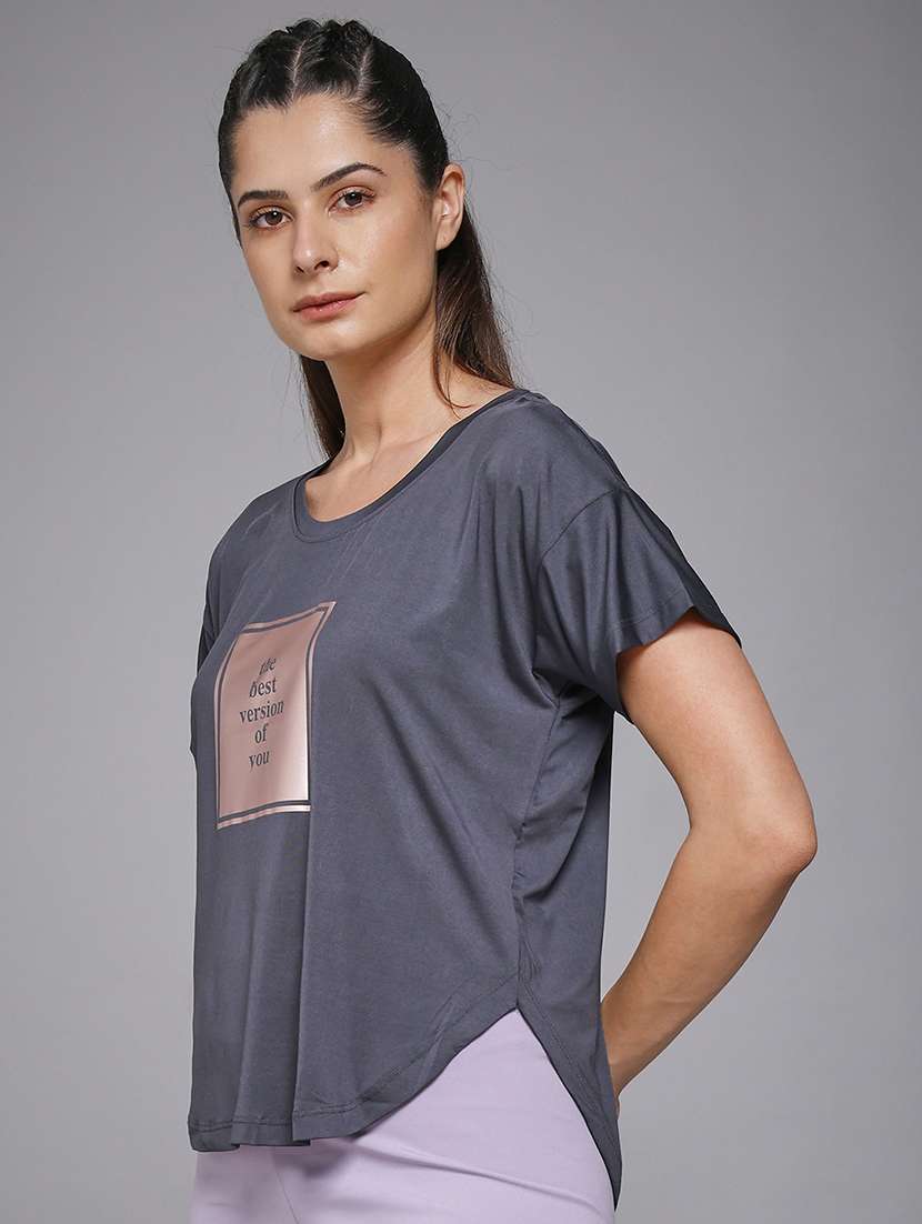 women typography prnted dri-fit sports t-shirt - 21959947 -  Standard Image - 2