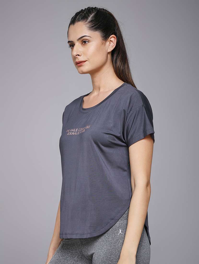 women typography prnted dri-fit sports t-shirt - 21959948 -  Standard Image - 2