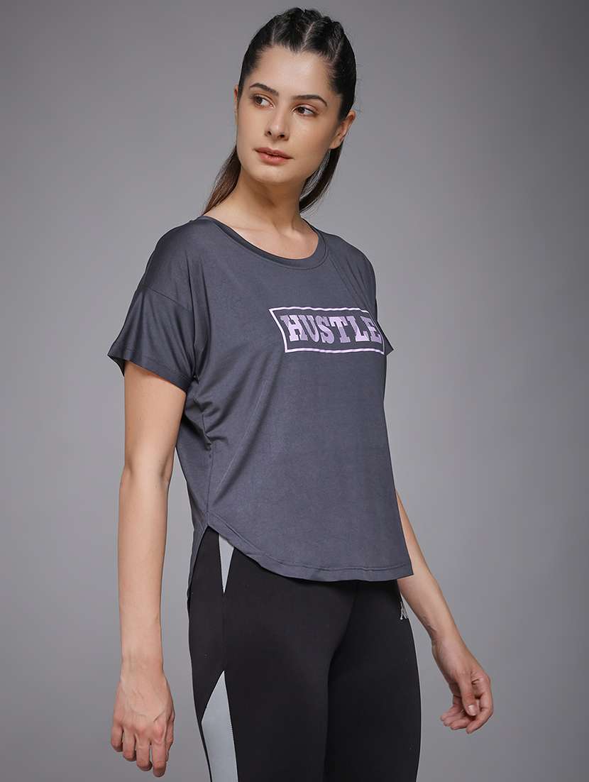 women typography prnted dri-fit sports t-shirt - 21959955 -  Standard Image - 2