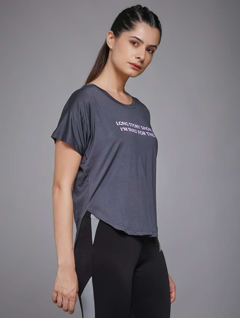 women typography prnted dri-fit sports t-shirt - 21959956 -  Standard Image - 2