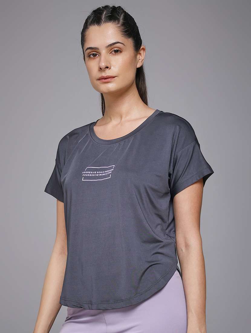 women typography prnted dri-fit sports t-shirt - 21959962 -  Standard Image - 2