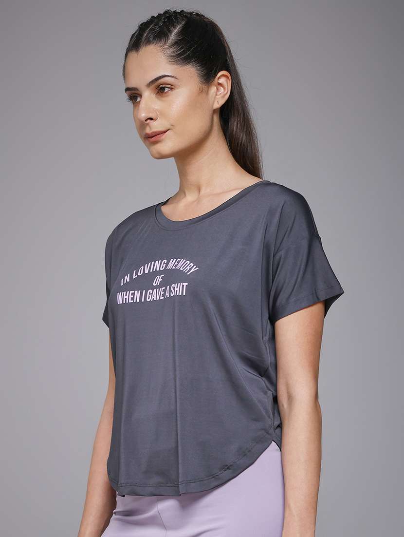 women typography prnted dri-fit sports t-shirt - 21959963 -  Standard Image - 2