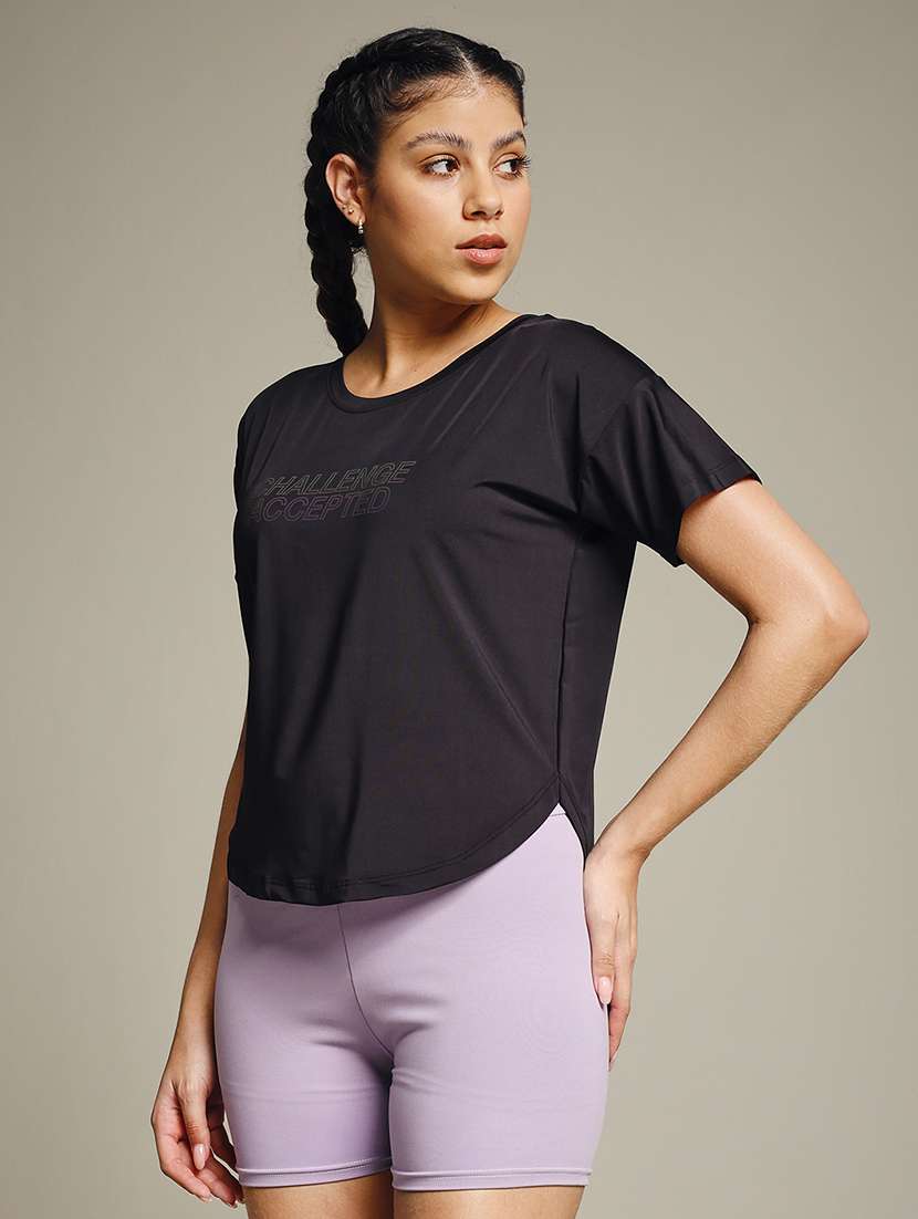 women typography prnted dri-fit sports t-shirt - 21959985 -  Standard Image - 2