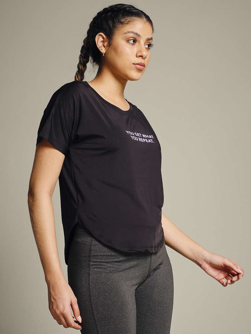 women typography prnted dri-fit sports t-shirt - 21959986 -  Standard Image - 2