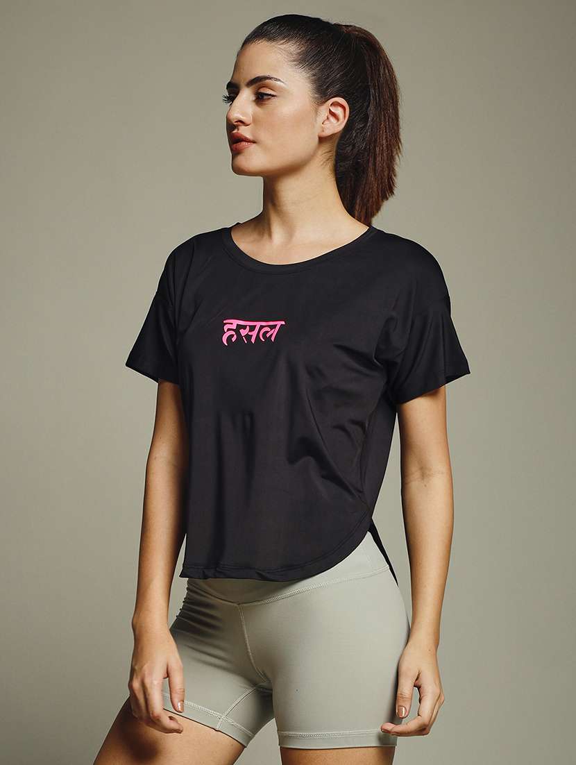 women typography prnted dri-fit sports t-shirt - 21959987 -  Standard Image - 2