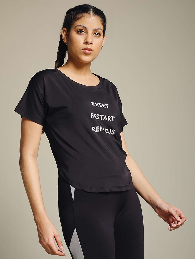 women typography prnted dri-fit sports t-shirt - 21959993 -  Standard Image - 2