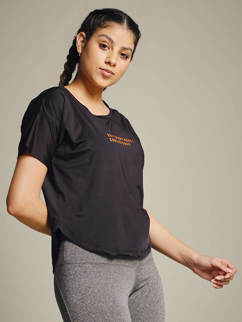 women typography prnted dri-fit sports t-shirt - 21960001 -  Standard Image - 2