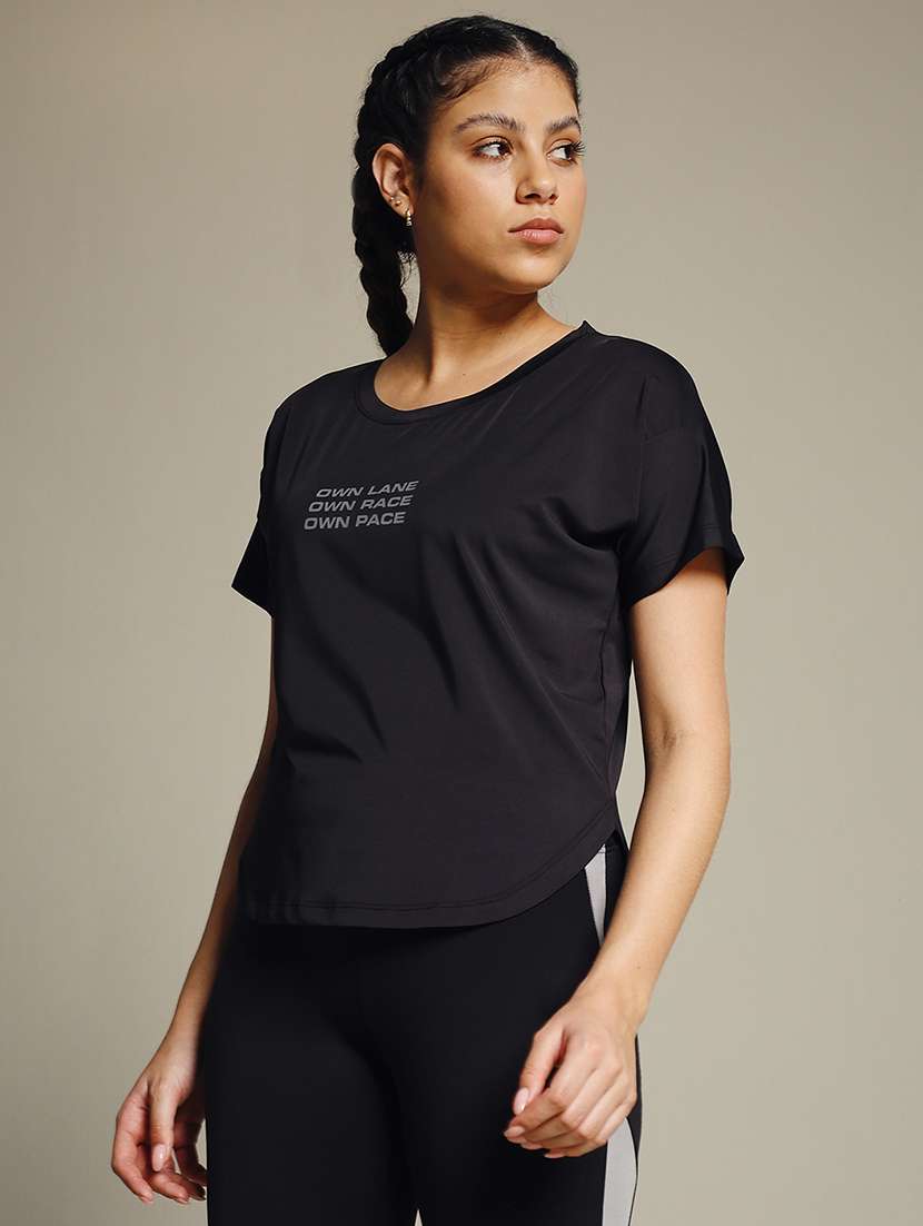 women typography prnted dri-fit sports t-shirt - 21960002 -  Standard Image - 2