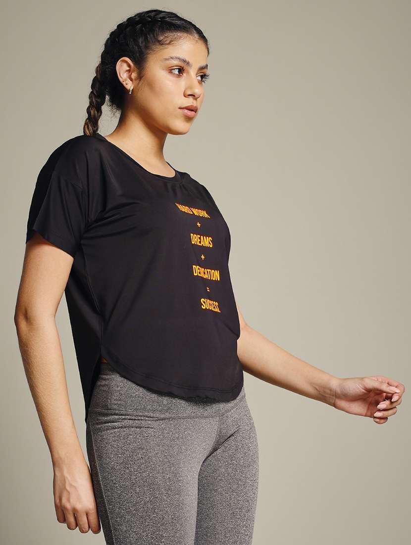 women typography prnted dri-fit sports t-shirt - 21960008 -  Standard Image - 2