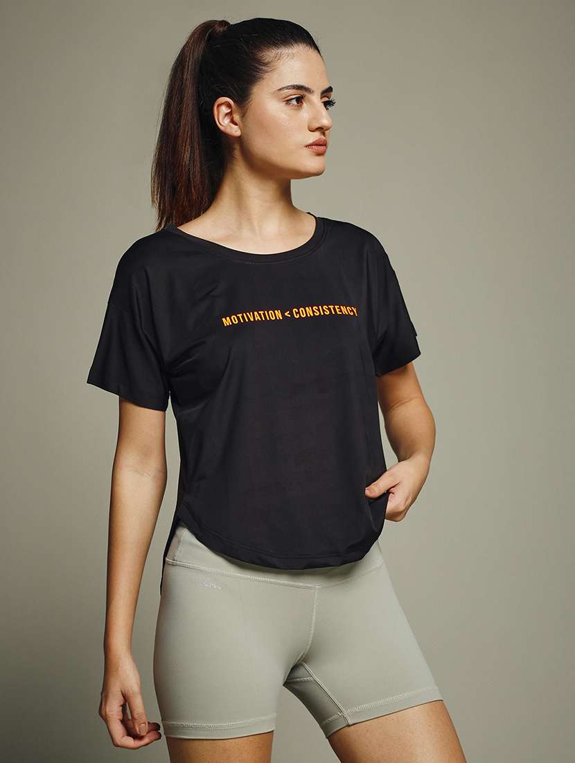 women typography prnted dri-fit sports t-shirt - 21960010 -  Standard Image - 2