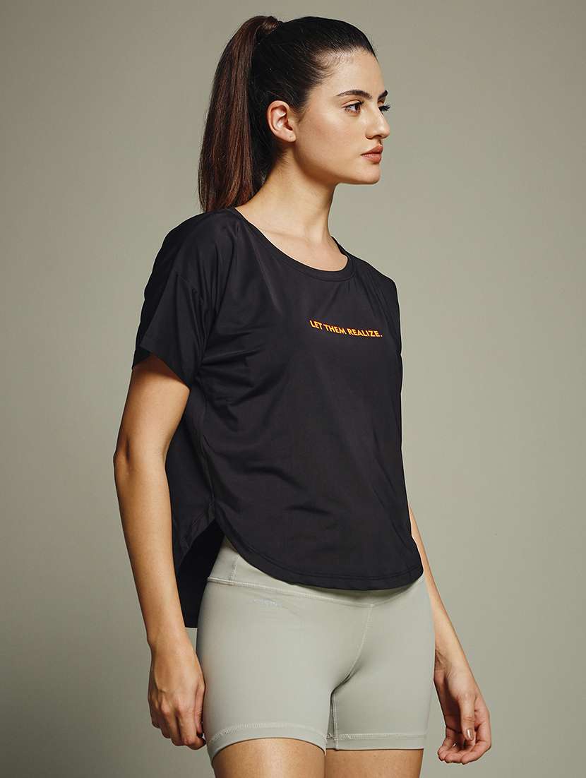 women typography prnted dri-fit sports t-shirt - 21960016 -  Standard Image - 2