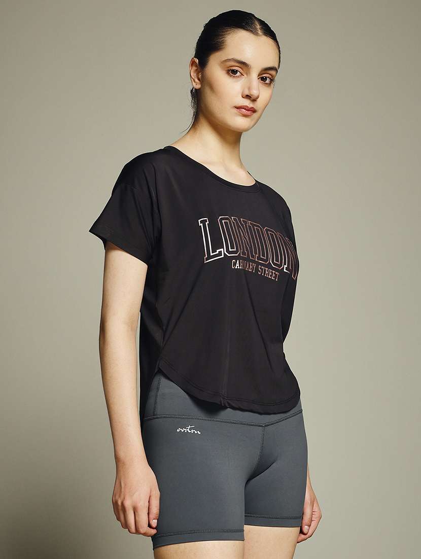 women typography prnted dri-fit sports t-shirt - 21960017 -  Standard Image - 2